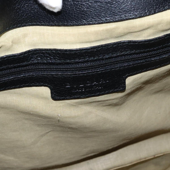 BVLGARI Chandra Hand Bag Leather Black Gold Auth 149392