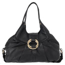 BVLGARI Chandra Hand Bag Leather Black Gold Auth 149392-13