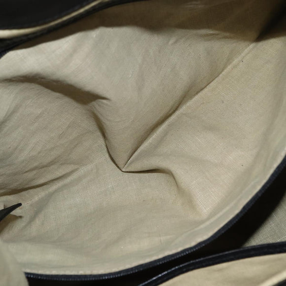 BVLGARI Chandra Hand Bag Leather Black Gold Auth 149392