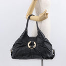 BVLGARI Chandra Hand Bag Leather Black Gold Auth 149392-22