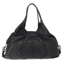 BVLGARI Chandra Hand Bag Leather Black Gold Auth 149392-2