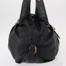 BVLGARI Chandra Hand Bag Leather Black Gold Auth 149392-4