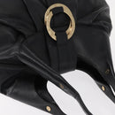 BVLGARI Chandra Hand Bag Leather Black Gold Auth 149392-6