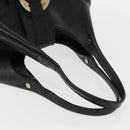 BVLGARI Chandra Hand Bag Leather Black Gold Auth 149392-7