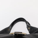 BVLGARI Chandra Hand Bag Leather Black Gold Auth 149392-8