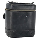 CHANEL Bicolore Vanity Bag Lamb Skin Black Gold CC Auth 149400-1
