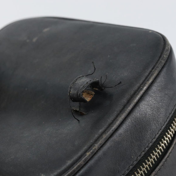 CHANEL Bicolore Vanity Bag Lamb Skin Black Gold CC Auth 149400