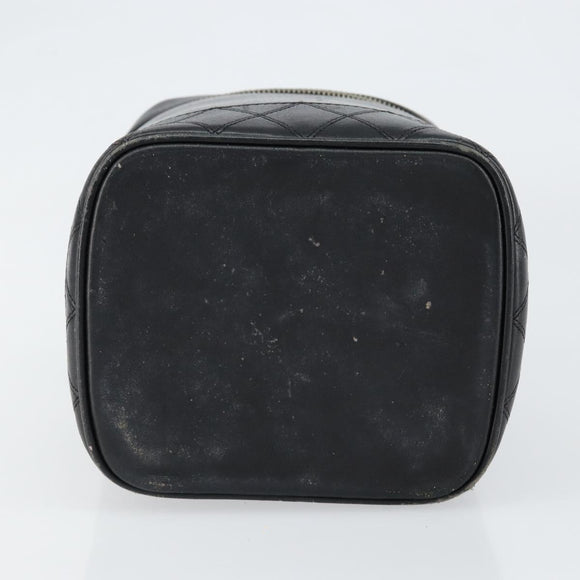 CHANEL Bicolore Vanity Bag Lamb Skin Black Gold CC Auth 149400
