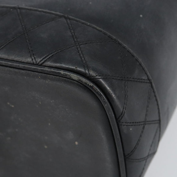 CHANEL Bicolore Vanity Bag Lamb Skin Black Gold CC Auth 149400