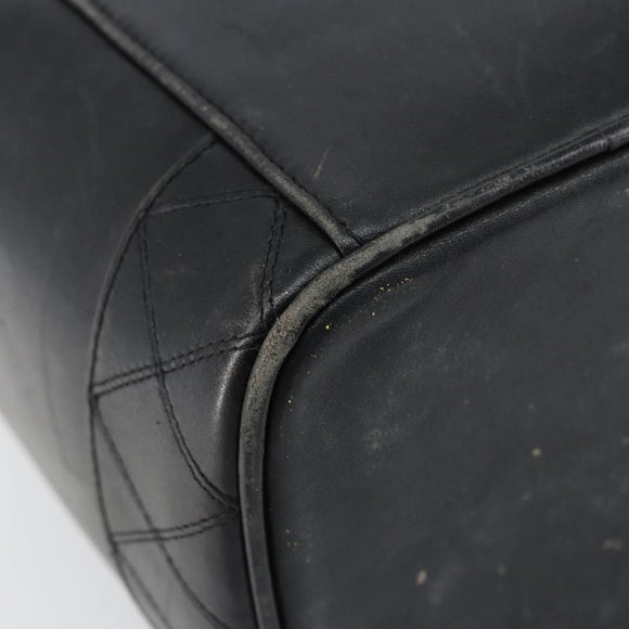 CHANEL Bicolore Vanity Bag Lamb Skin Black Gold CC Auth 149400