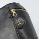 CHANEL Bicolore Vanity Bag Lamb Skin Black Gold CC Auth 149400-19