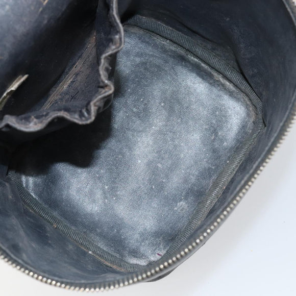 CHANEL Bicolore Vanity Bag Lamb Skin Black Gold CC Auth 149400