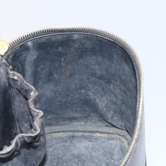 CHANEL Bicolore Vanity Bag Lamb Skin Black Gold CC Auth 149400