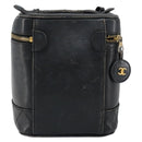 CHANEL Bicolore Vanity Bag Lamb Skin Black Gold CC Auth 149400-2