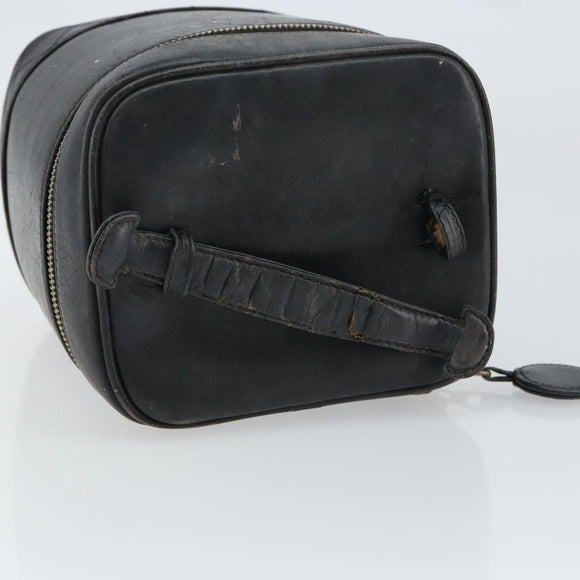 CHANEL Bicolore Vanity Bag Lamb Skin Black Gold CC Auth 149400