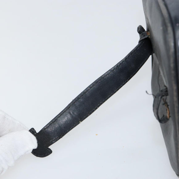 CHANEL Bicolore Vanity Bag Lamb Skin Black Gold CC Auth 149400