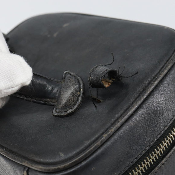 CHANEL Bicolore Vanity Bag Lamb Skin Black Gold CC Auth 149400