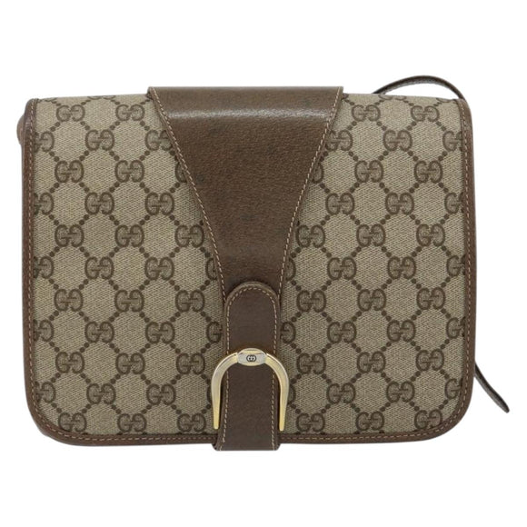 GUCCI GG Supreme Shoulder Bag PVC Beige Gold 93 02 023 Auth 149411