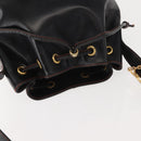 SAINT LAURENT Y Motif Shoulder Bag Leather Black Gold Auth 149413-6