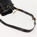 SAINT LAURENT Y Motif Shoulder Bag Leather Black Gold Auth 149413-7