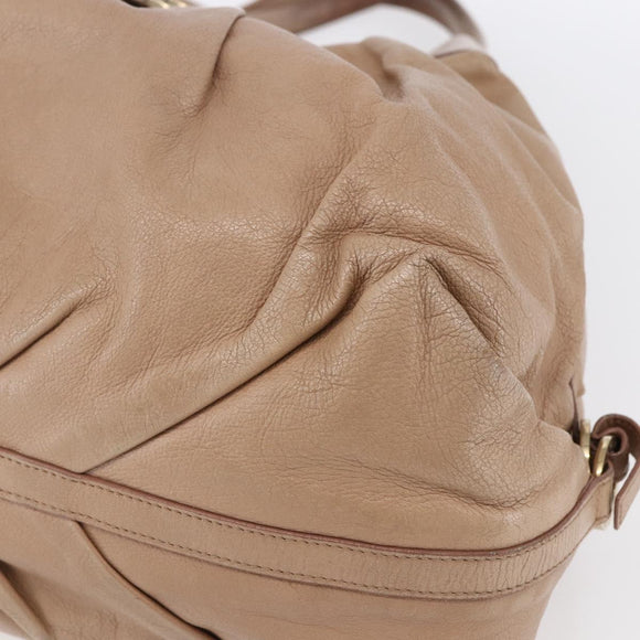 BVLGARI Chandra Shoulder Bag Leather Beige Gold Auth 149419