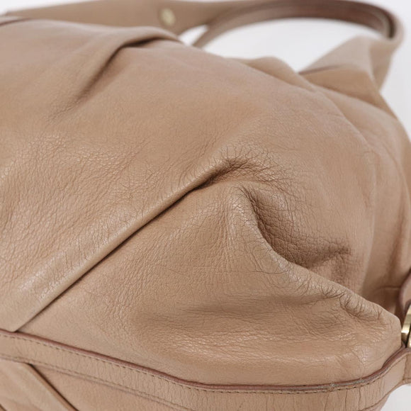 BVLGARI Chandra Shoulder Bag Leather Beige Gold Auth 149419