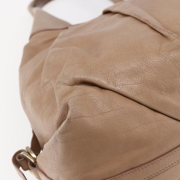 BVLGARI Chandra Shoulder Bag Leather Beige Gold Auth 149419