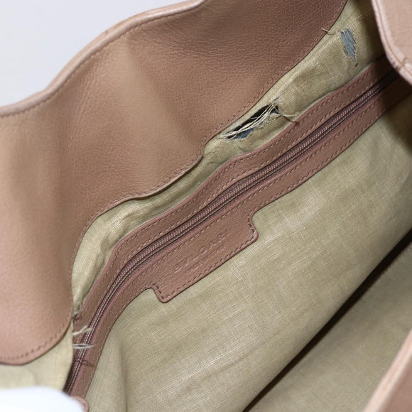 BVLGARI Chandra Shoulder Bag Leather Beige Gold Auth 149419