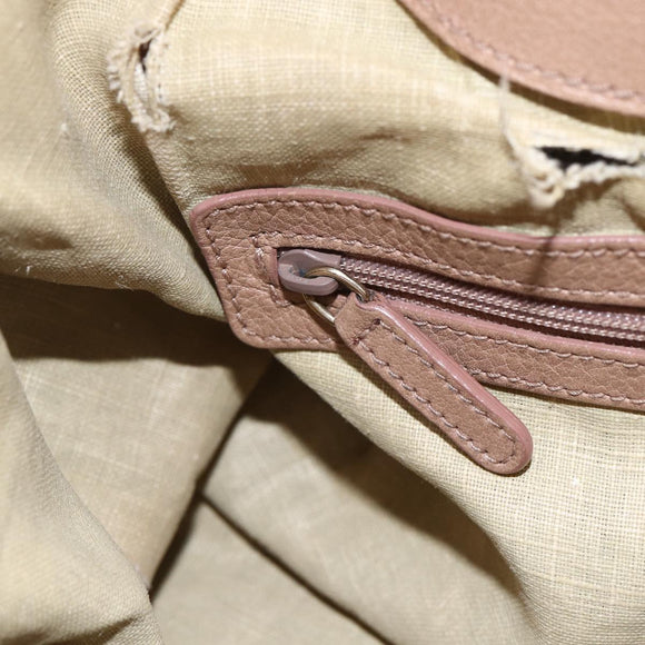 BVLGARI Chandra Shoulder Bag Leather Beige Gold Auth 149419