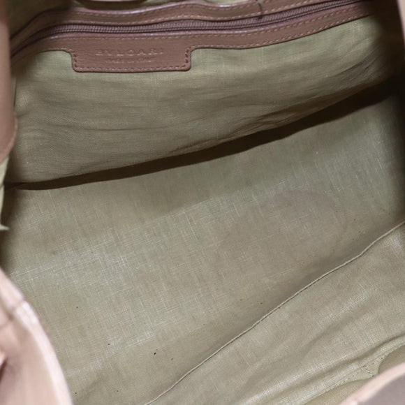 BVLGARI Chandra Shoulder Bag Leather Beige Gold Auth 149419