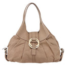BVLGARI Chandra Shoulder Bag Leather Beige Gold Auth 149419-13
