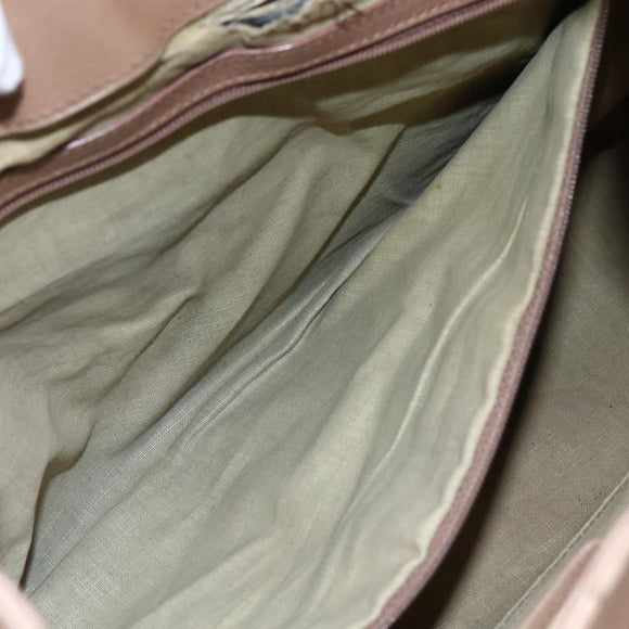 BVLGARI Chandra Shoulder Bag Leather Beige Gold Auth 149419