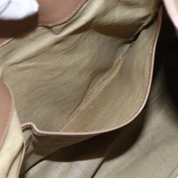 BVLGARI Chandra Shoulder Bag Leather Beige Gold Auth 149419