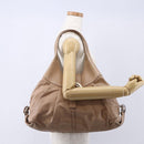 BVLGARI Chandra Shoulder Bag Leather Beige Gold Auth 149419-23