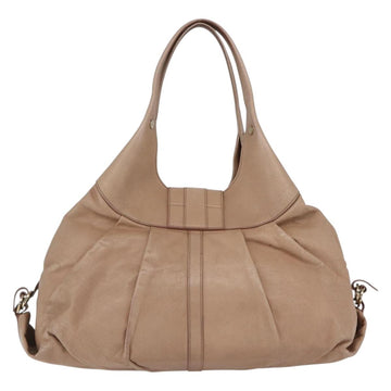 BVLGARI Chandra Shoulder Bag Leather Beige Gold Auth 149419 - 0