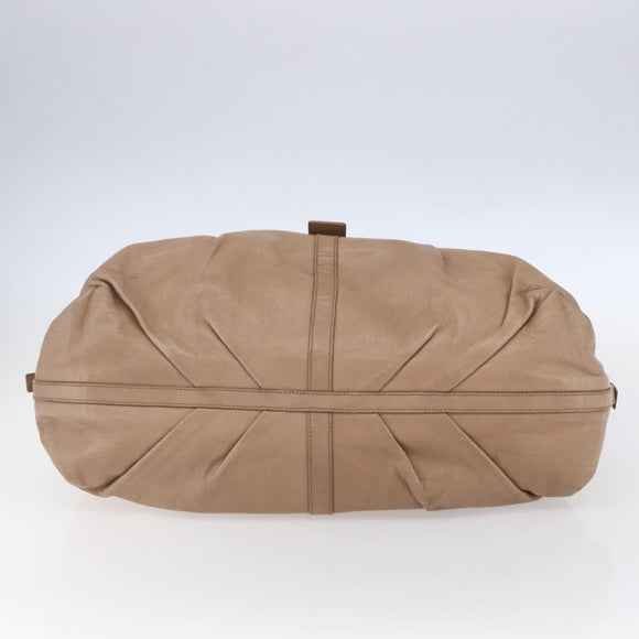 BVLGARI Chandra Shoulder Bag Leather Beige Gold Auth 149419