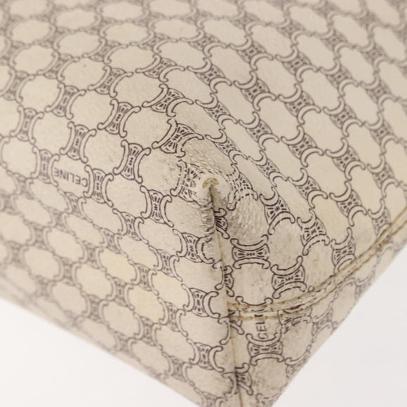 CELINE Macadam Canvas Tote Bag PVC Leather White Gold Auth 149420