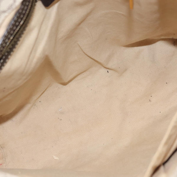 CELINE Macadam Canvas Tote Bag PVC Leather White Gold Auth 149420