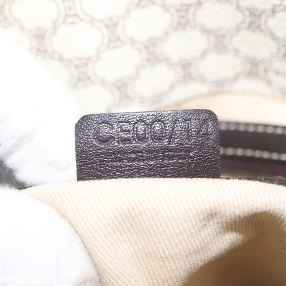 CELINE Macadam Canvas Tote Bag PVC Leather White Gold Auth 149420