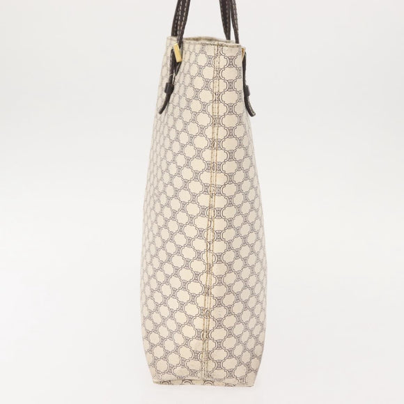 CELINE Macadam Canvas Tote Bag PVC Leather White Gold Auth 149420