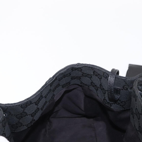 GUCCI GG Canvas Hand Bag Black Silver 94898 Auth 149421