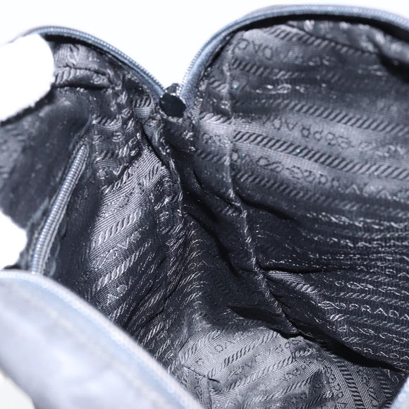 PRADA Shoulder Bag Nylon Black Silver Auth 149424