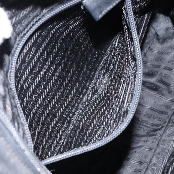 PRADA Shoulder Bag Nylon Black Silver Auth 149424