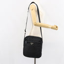 PRADA Shoulder Bag Nylon Black Silver Auth 149424-26