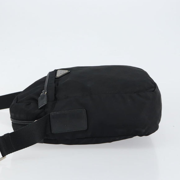 PRADA Shoulder Bag Nylon Black Silver Auth 149424