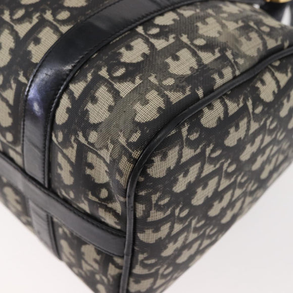 Christian Dior Trotter Canvas Hand Bag PVC Black Gold Auth 149434