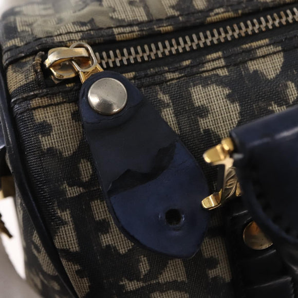 Christian Dior Trotter Canvas Hand Bag PVC Black Gold Auth 149434