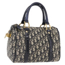 Christian Dior Trotter Canvas Hand Bag PVC Black Gold Auth 149434-1