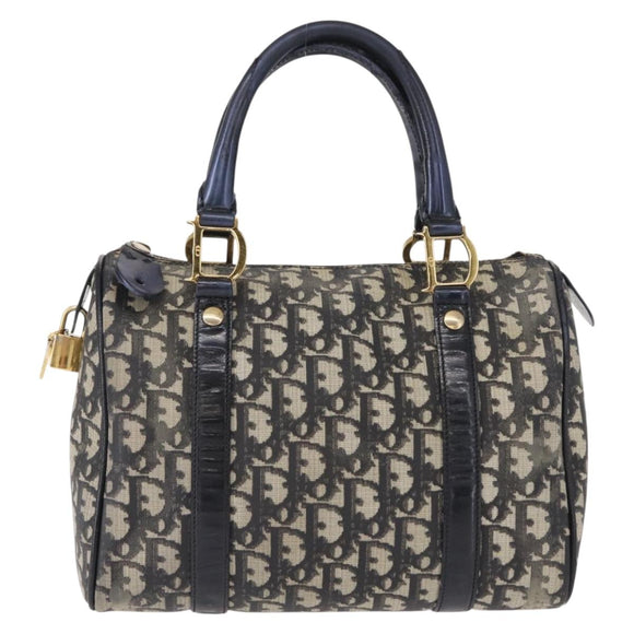 Christian Dior Trotter Canvas Hand Bag PVC Black Gold Auth 149434