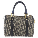 Christian Dior Trotter Canvas Hand Bag PVC Black Gold Auth 149434-2